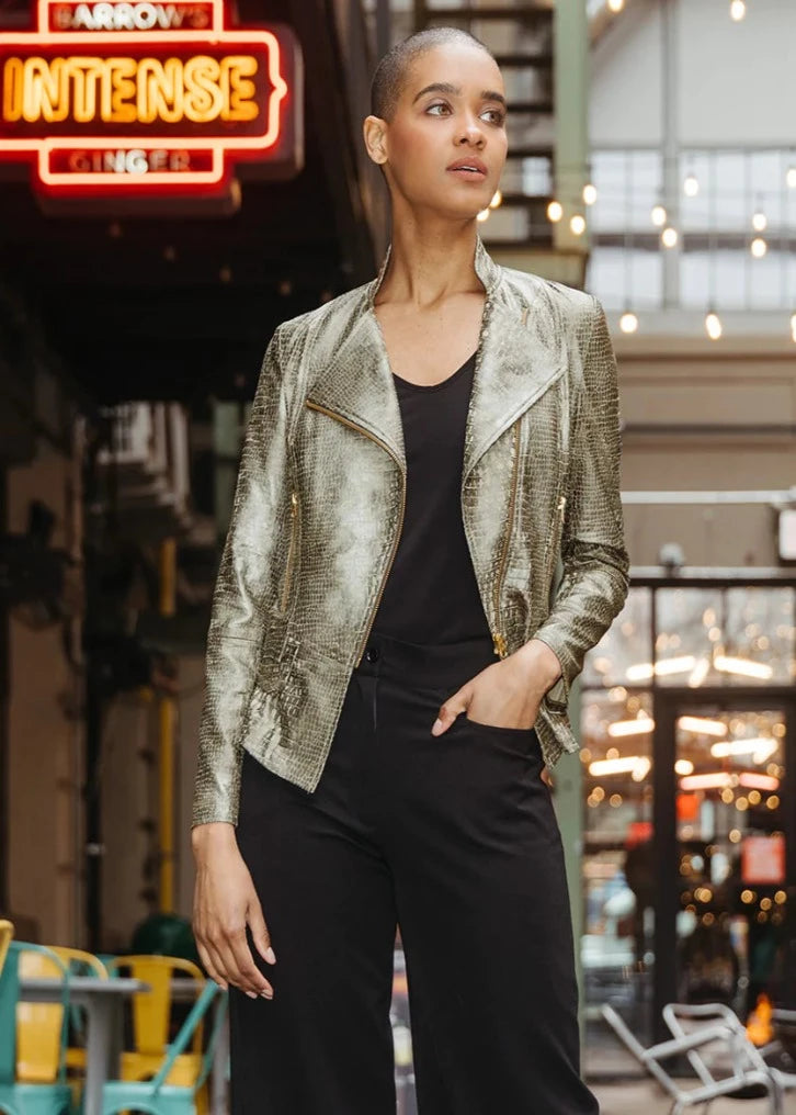 Leather and knit jacket hot sale