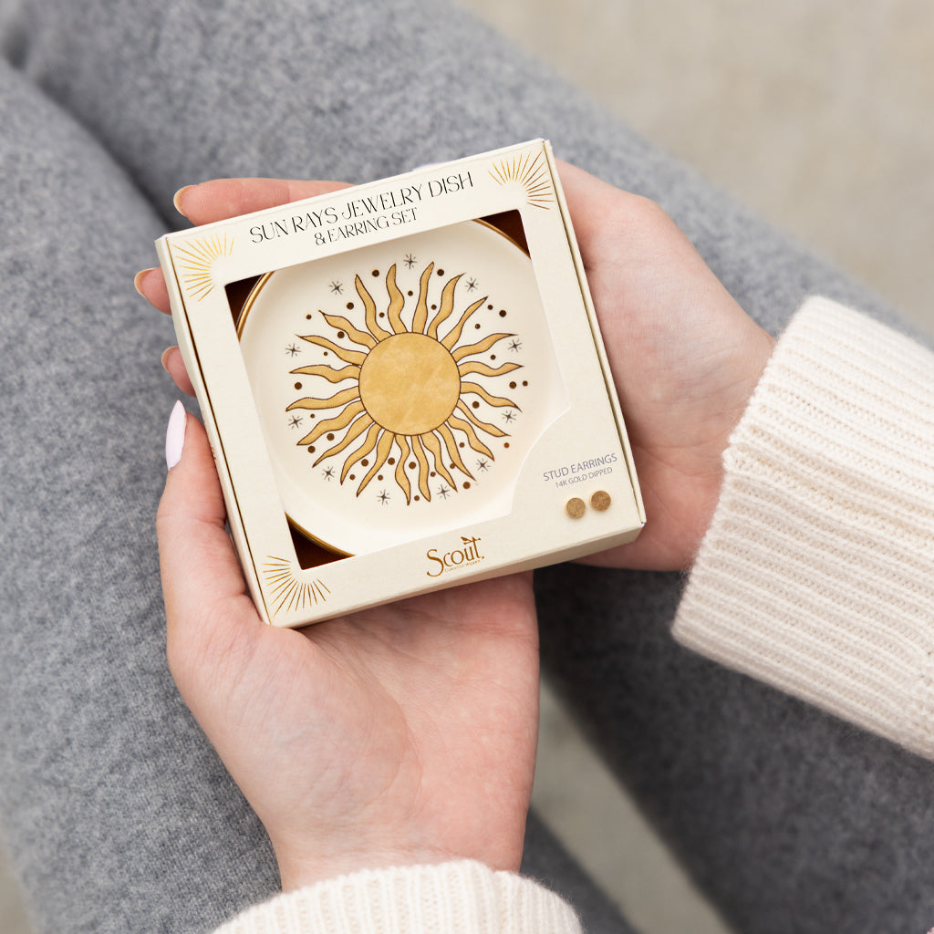 Scout Curated Wears Jewelry Dish & Stud Earring Set - Sun Rays/Cream available at The Good Life Boutique