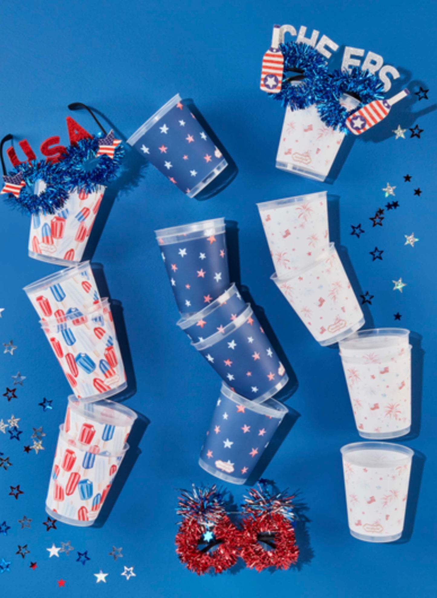 Mud Pie 4Th Of July Party Cup Set - White available at The Good Life Boutique