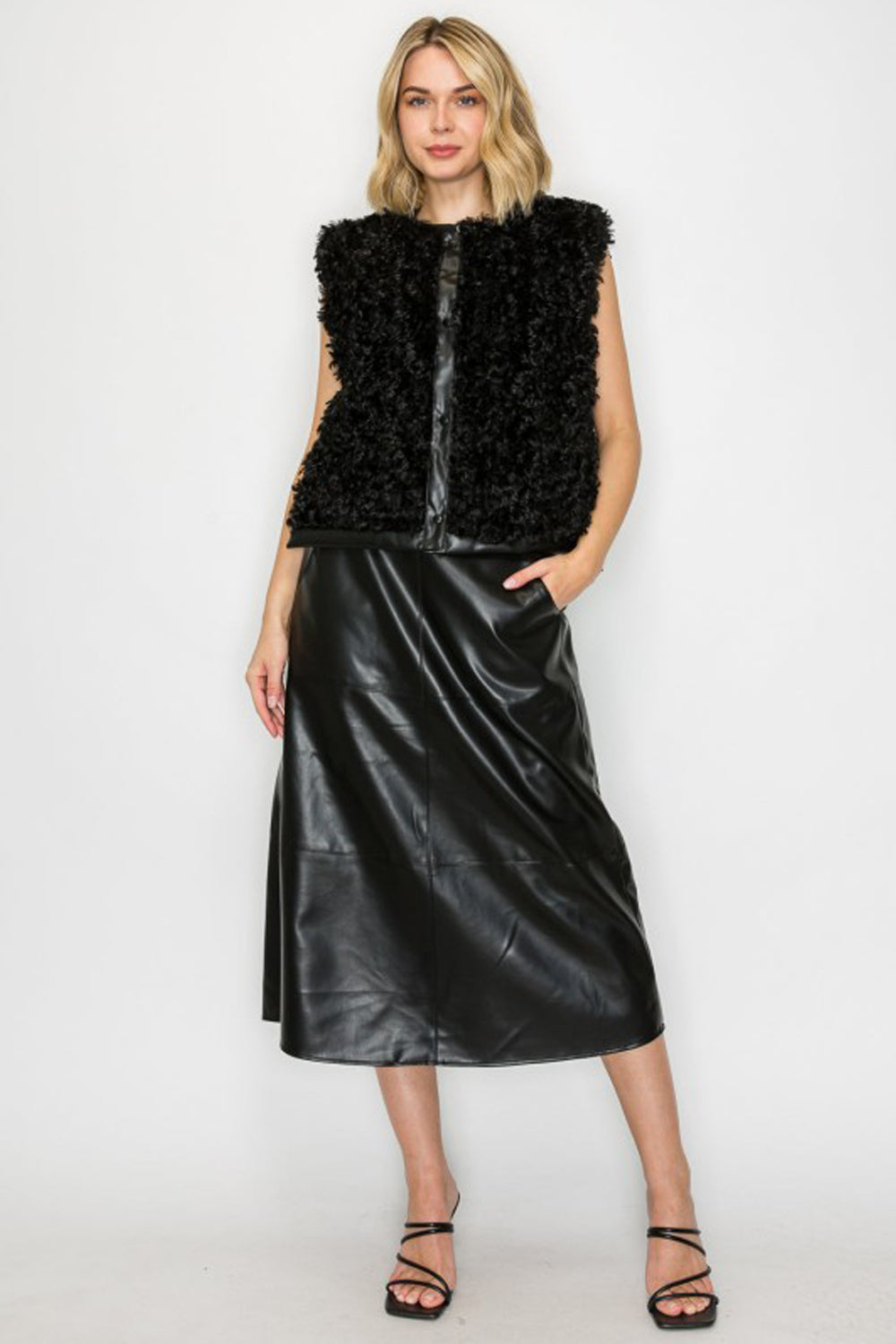 Jacquelina Fur Vest - Black