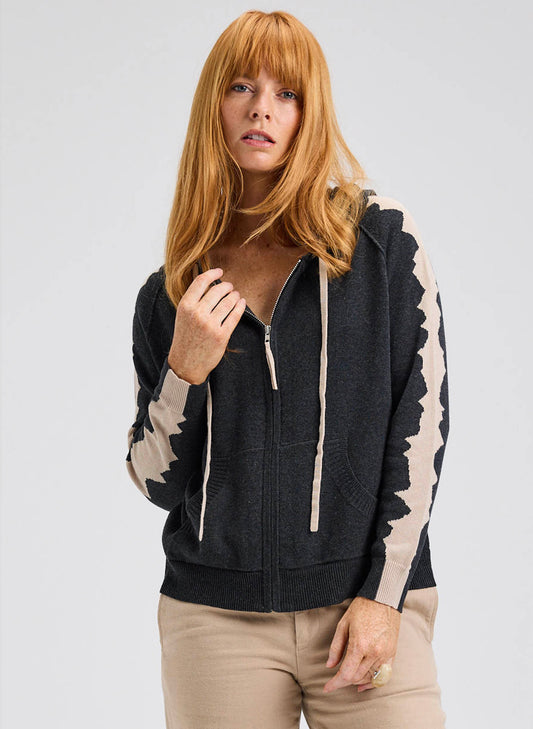 Zaket & Plover Zaket & Plover - Jaggered Edge Hoodie - Charcoal available at The Good Life Boutique
