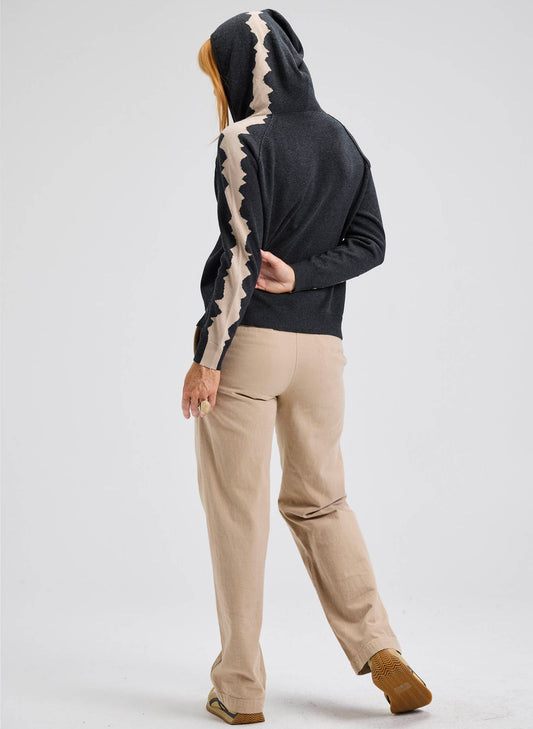 Zaket & Plover Zaket & Plover - Jaggered Edge Hoodie - Charcoal available at The Good Life Boutique
