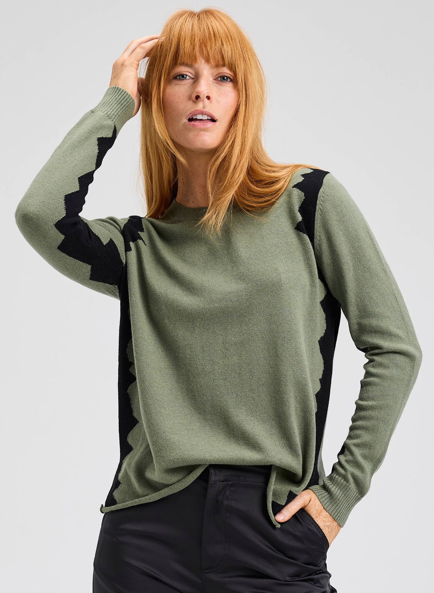 Zaket & Plover Zaket & Plover - Jaggered Sweater - Sage available at The Good Life Boutique