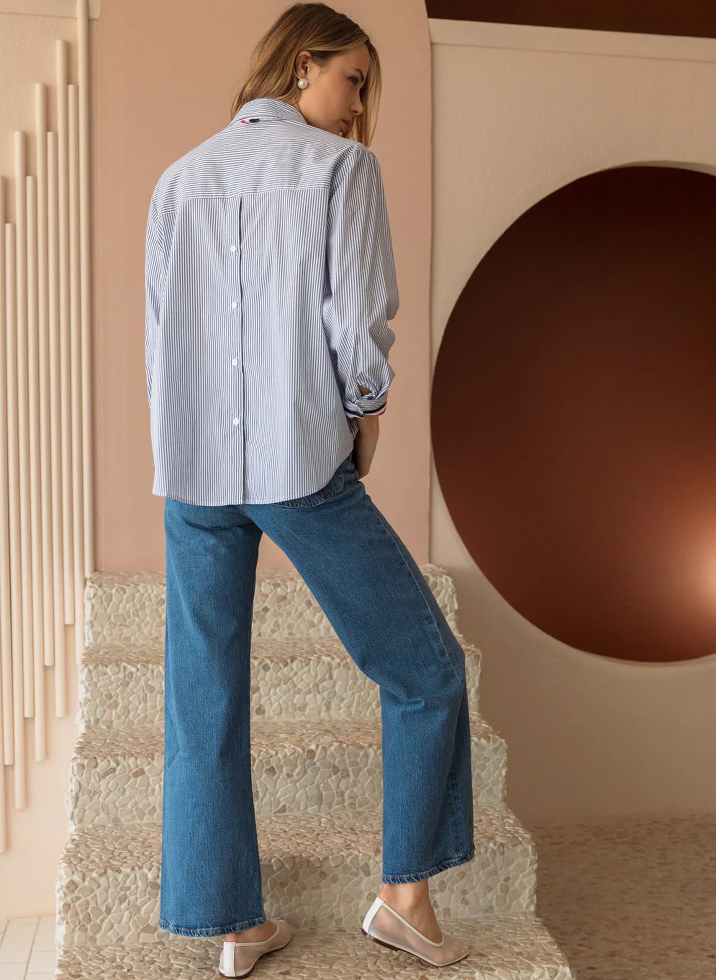 Joh Apparel Joh - Jasmine Cotton Poplin Top - Blue available at The Good Life Boutique