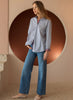 Joh Apparel Joh - Jasmine Cotton Poplin Top - Blue available at The Good Life Boutique