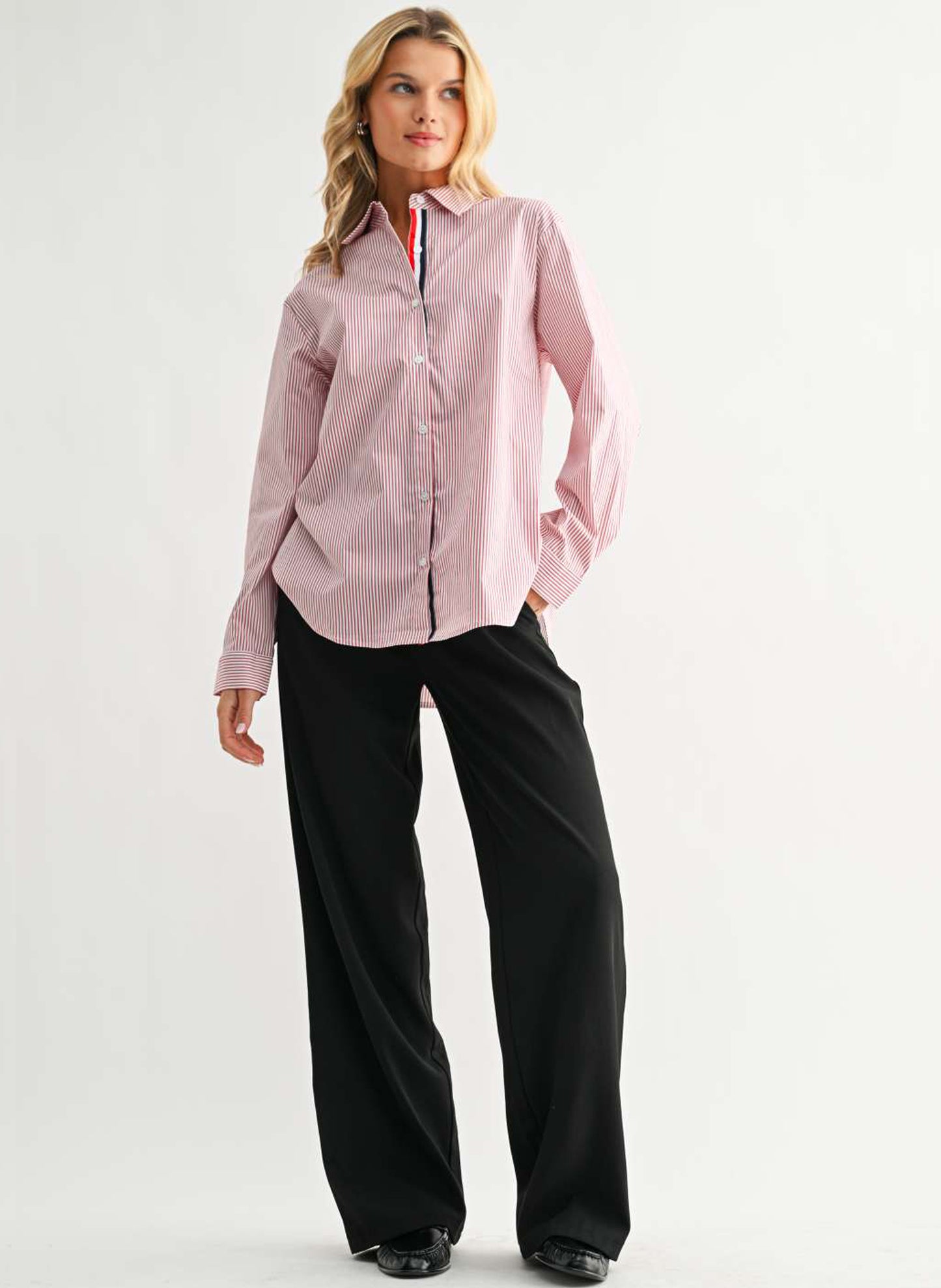 Joh Apparel Joh - Jasmine Cotton Poplin Top - Red available at The Good Life Boutique