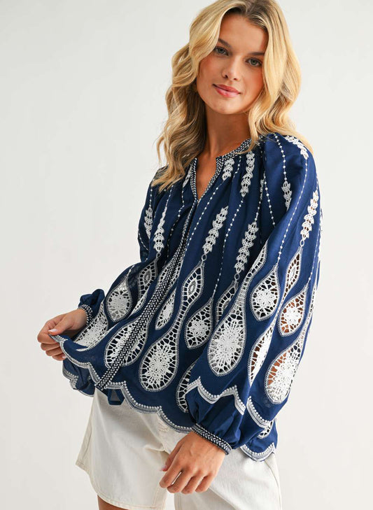 Joh Apparel Joh - Josey Top - Navy available at The Good Life Boutique