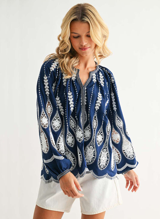 Joh Apparel Joh - Josey Top - Navy available at The Good Life Boutique