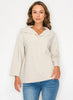Joh Apparel Joh - Kourtney Crepe Knit Top - Beige available at The Good Life Boutique