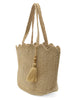 Joy Accessories Jovi Scalloped Hem Jute Tote w/Tassel available at The Good Life Boutique
