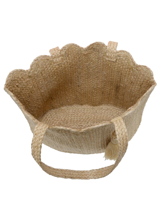 Joy Accessories Jovi Scalloped Hem Jute Tote w/Tassel available at The Good Life Boutique