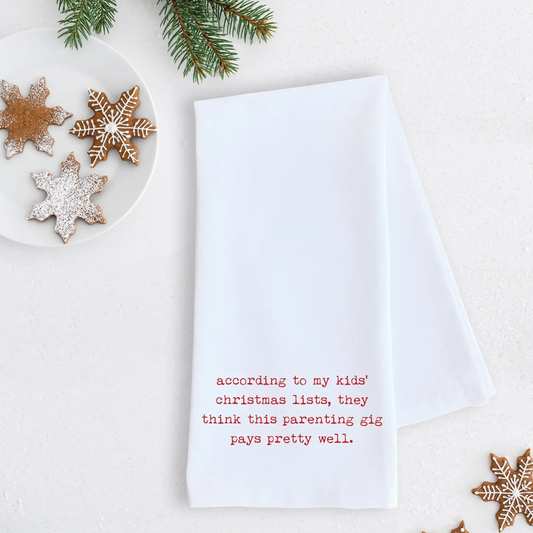 Dev D + Co. Kids' Christmas Lists - Tea Towel available at The Good Life Boutique