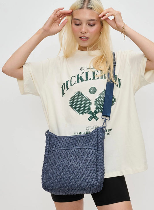 Sol & Selene Sol & Selene - Kismet - Woven Neoprene Crossbody - Dark Denim available at The Good Life Boutique