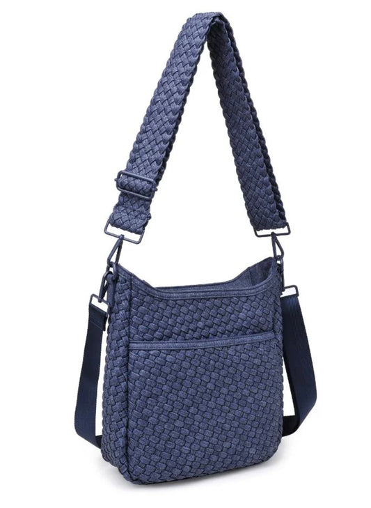 Sol & Selene Sol & Selene - Kismet - Woven Neoprene Crossbody - Dark Denim available at The Good Life Boutique