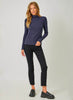 Mystree Knit Mock Neck Long Sleeve Top - Midnight Blue available at The Good Life Boutique