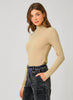 Mystree Knit Mock Neck Long Sleeve Top - Almond available at The Good Life Boutique