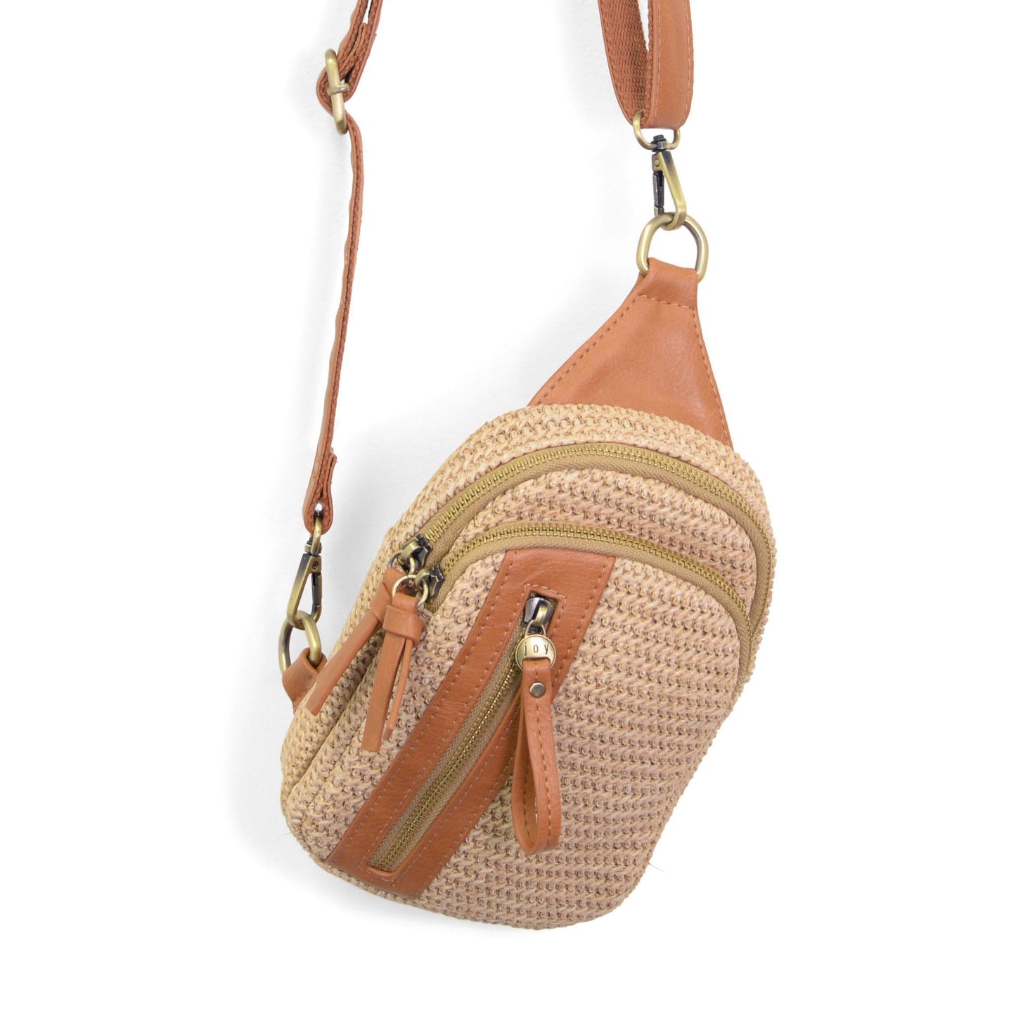 Joy Accessories Natural Straw Skyler Sling Bag available at The Good Life Boutique