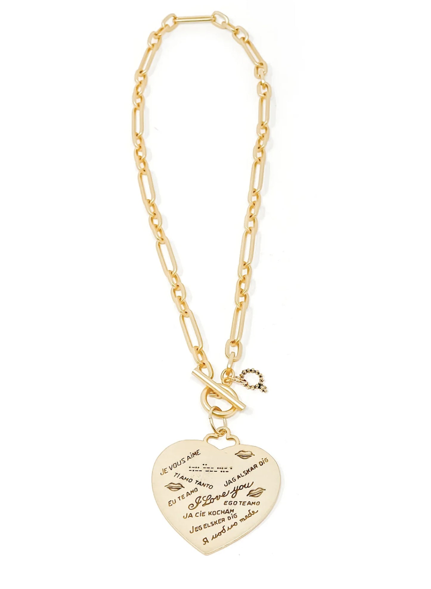 Power Beads By Jen 18" Love In A Million Languages Necklace On Modern Paperclip available at The Good Life Boutique