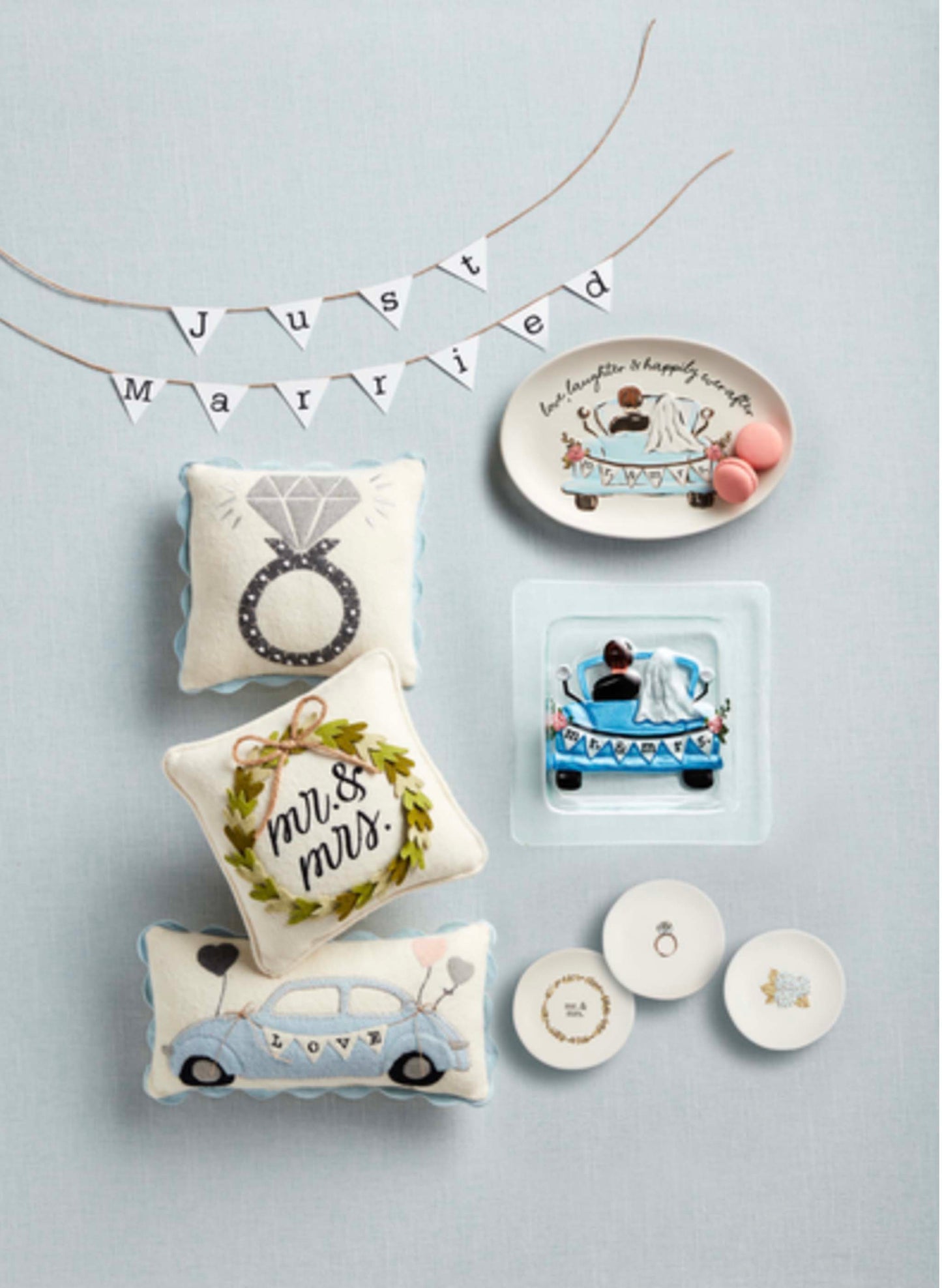 Mud Pie Car Min Wedding Felt Pillow available at The Good Life Boutique