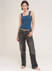 Lace Textured Square Top - One Size - Deep Sea Blue