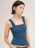 Lace Textured Square Top - One Size - Deep Sea Blue