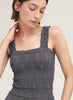 Lace Textured Square Top - One Size - Gunmetal