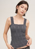 Lace Textured Square Top - One Size - Gunmetal