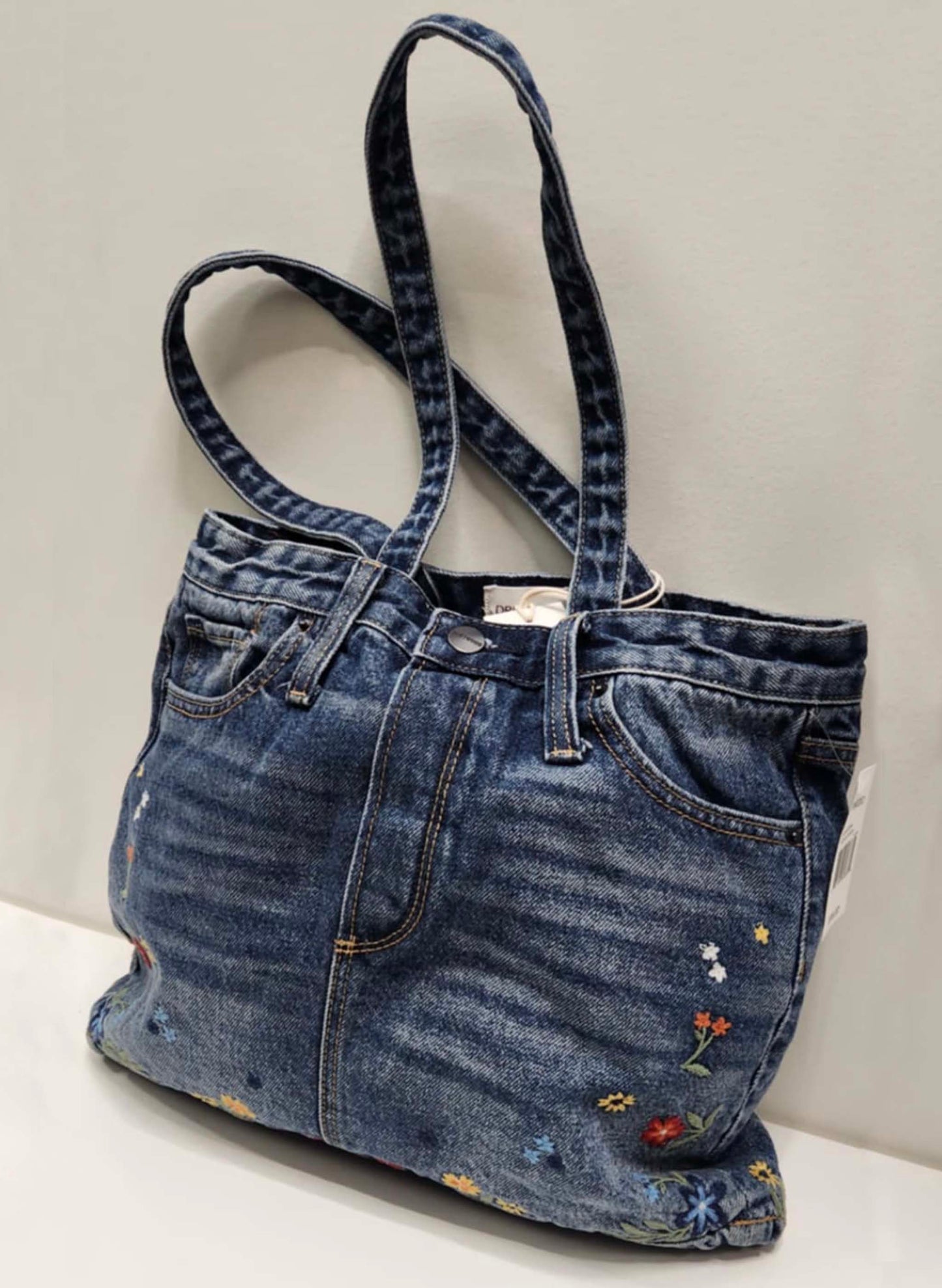 Driftwood Large Tote X Floral - Medium Wash available at The Good Life Boutique