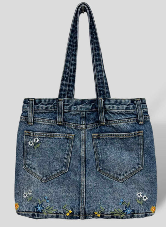 Driftwood Large Tote X Floral - Medium Wash available at The Good Life Boutique