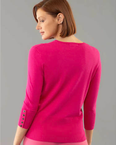 Lisette Lisette - Amina 24", 3/4 Sleeves Sweater - Pink Flambe available at The Good Life Boutique