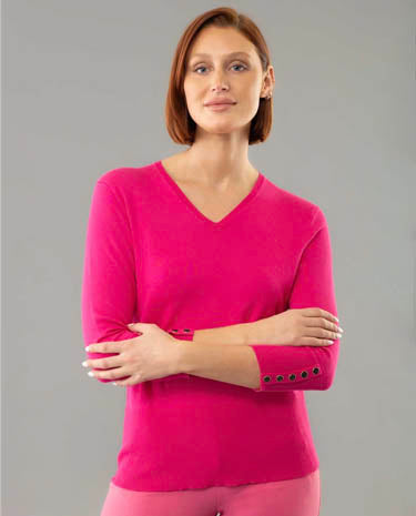 Lisette Lisette - Amina 24", 3/4 Sleeves Sweater - Pink Flambe available at The Good Life Boutique