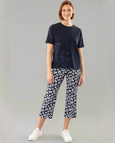 Lisette Lisette - Fortuna 25" Cropped Trouser - Navy/White available at The Good Life Boutique