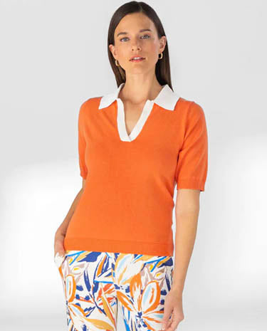 Lisette Lisette - Hayden 23 1/2" Polo Top - Peach available at The Good Life Boutique