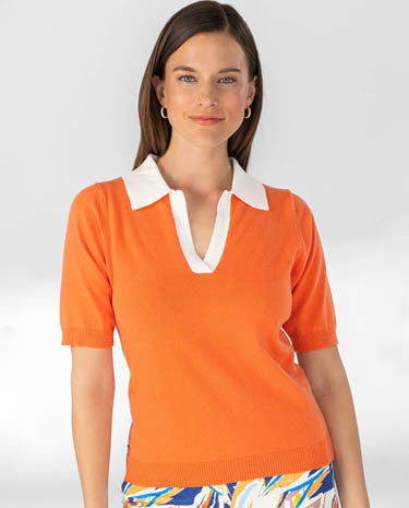 Lisette Lisette - Hayden 23 1/2" Polo Top - Peach available at The Good Life Boutique