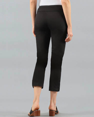 Lisette Lisette - Jupiter Fabric 26" Cropped Pant With Ric Rac - Black available at The Good Life Boutique