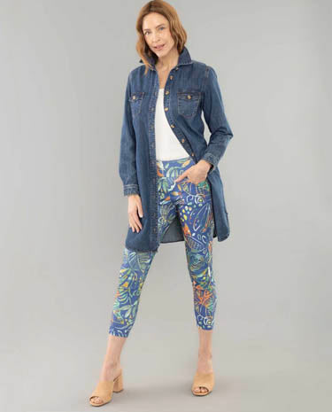 Lisette Lisette - Mariane Print 25" Thinny Crop/Pockets Multi Tone available at The Good Life Boutique