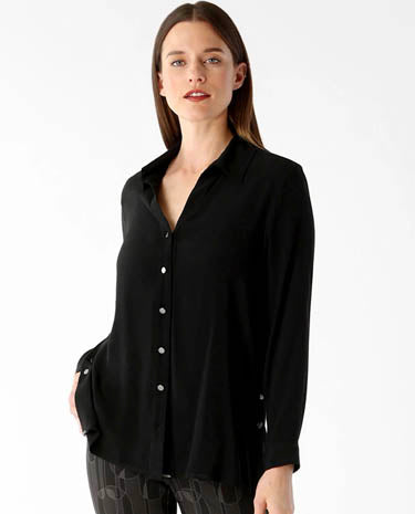 Lisette Lisette - Molly Fabric 28" Blouse With Side Buttons - Black available at The Good Life Boutique