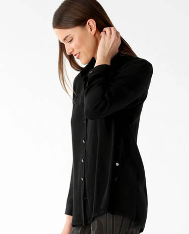 Lisette Lisette - Molly Fabric 28" Blouse With Side Buttons - Black available at The Good Life Boutique