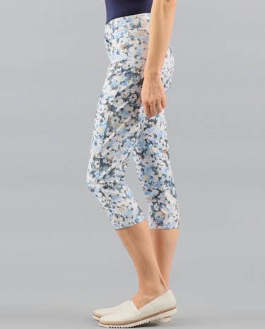 Lisette Lisette - Perriwinkle Print 21.5" Capri With 5 Pockets - Sky Blue available at The Good Life Boutique