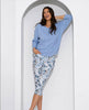 Lisette Lisette - Perriwinkle Print 21.5" Capri With 5 Pockets - Sky Blue available at The Good Life Boutique