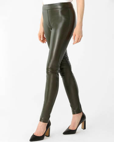 Lisette Lisette - Verona Pleather 31" Straight Pant - Olive available at The Good Life Boutique