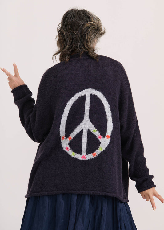 Zaket & Plover Zaket & Plover - Lofty Peace Cardi - Navy available at The Good Life Boutique