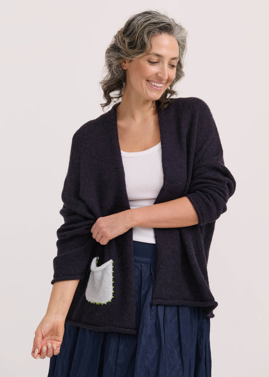 Zaket & Plover Zaket & Plover - Lofty Peace Cardi - Navy available at The Good Life Boutique