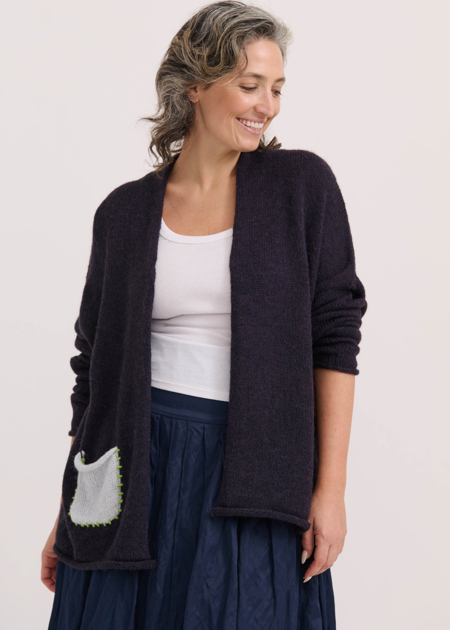 Zaket & Plover Zaket & Plover - Lofty Peace Cardi - Navy available at The Good Life Boutique