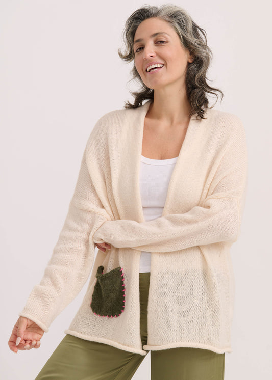 Zaket & Plover Zaket & Plover - Lofty Peace Cardi - Vanilla available at The Good Life Boutique
