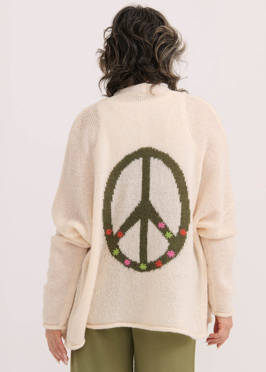 Zaket & Plover Zaket & Plover - Lofty Peace Cardi - Vanilla available at The Good Life Boutique