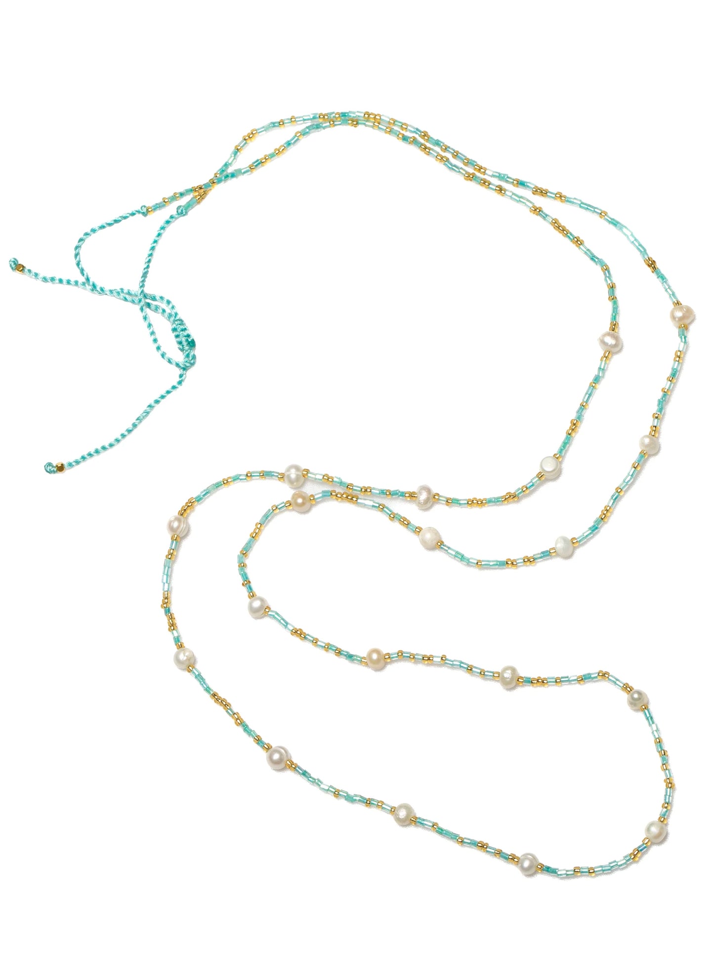 Suzie Blue Canada Long Pearl & Bead Necklace - Turquoise available at The Good Life Boutique