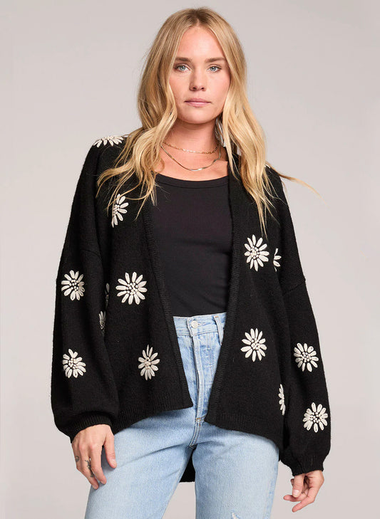 Long Sleeve Sweater - Black Daisy
