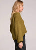 Saltwater Luxe Saltwater Luxe Sofiya Long Gigot Sleeved Cardigan Sweater - Olive available at The Good Life Boutique