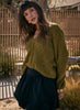 Saltwater Luxe Saltwater Luxe Sofiya Long Gigot Sleeved Cardigan Sweater - Olive available at The Good Life Boutique